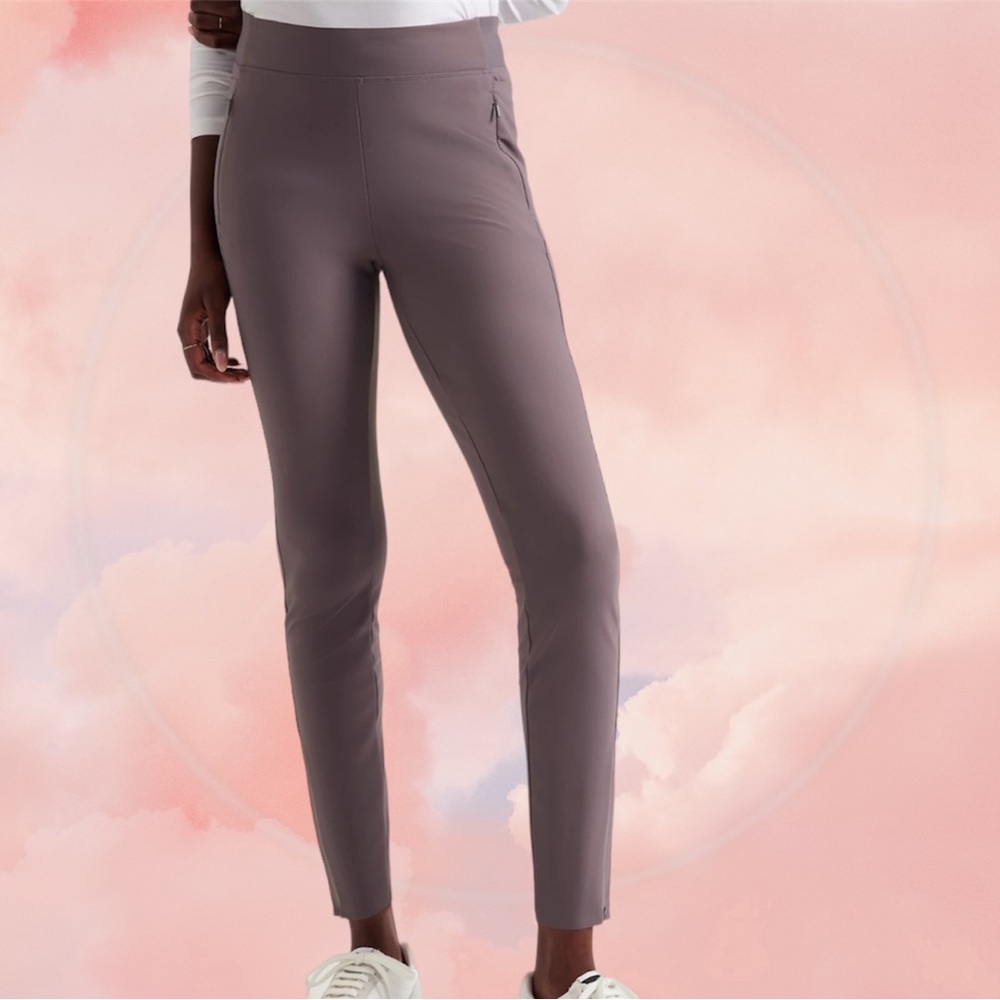 Athleta Slim Ankle Track Pants in Taupe